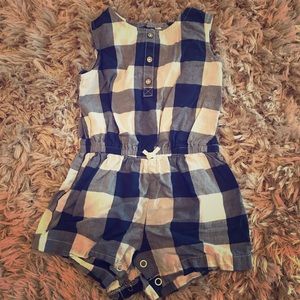Girls navy blue and white romper
